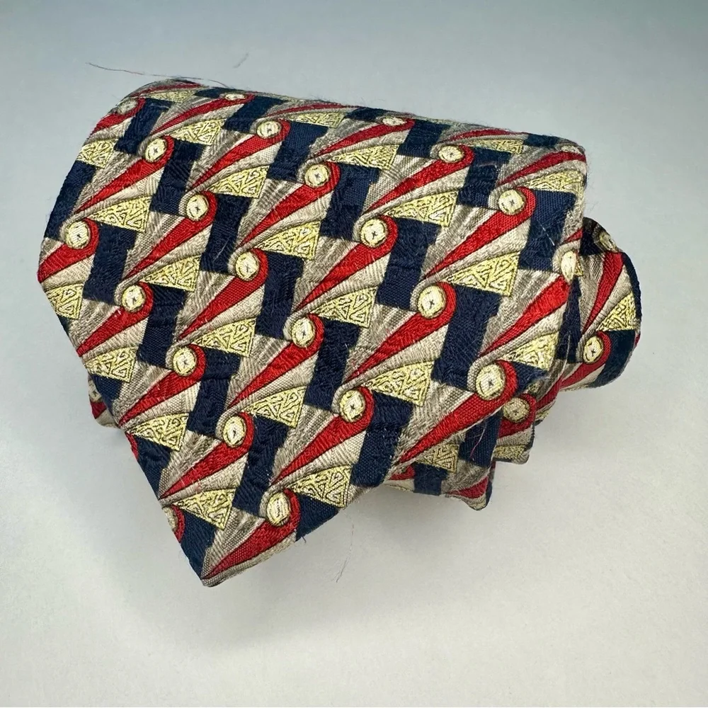Ermengildo Zegna Luxury Classic Abstract Geometric Silk Tie